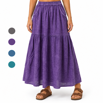 Rayon Stonewash Womens Fancy Skirt with 2 Pockets